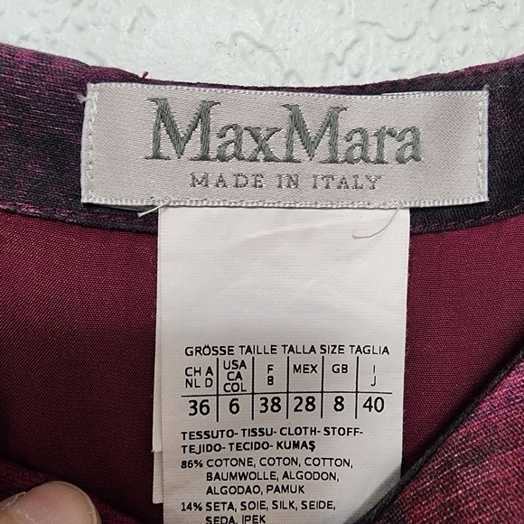 Maxmara Sleeveless Sheath Cocktail Dress Purple & Black Abstract Print Size 6 - Picture 7 of 9